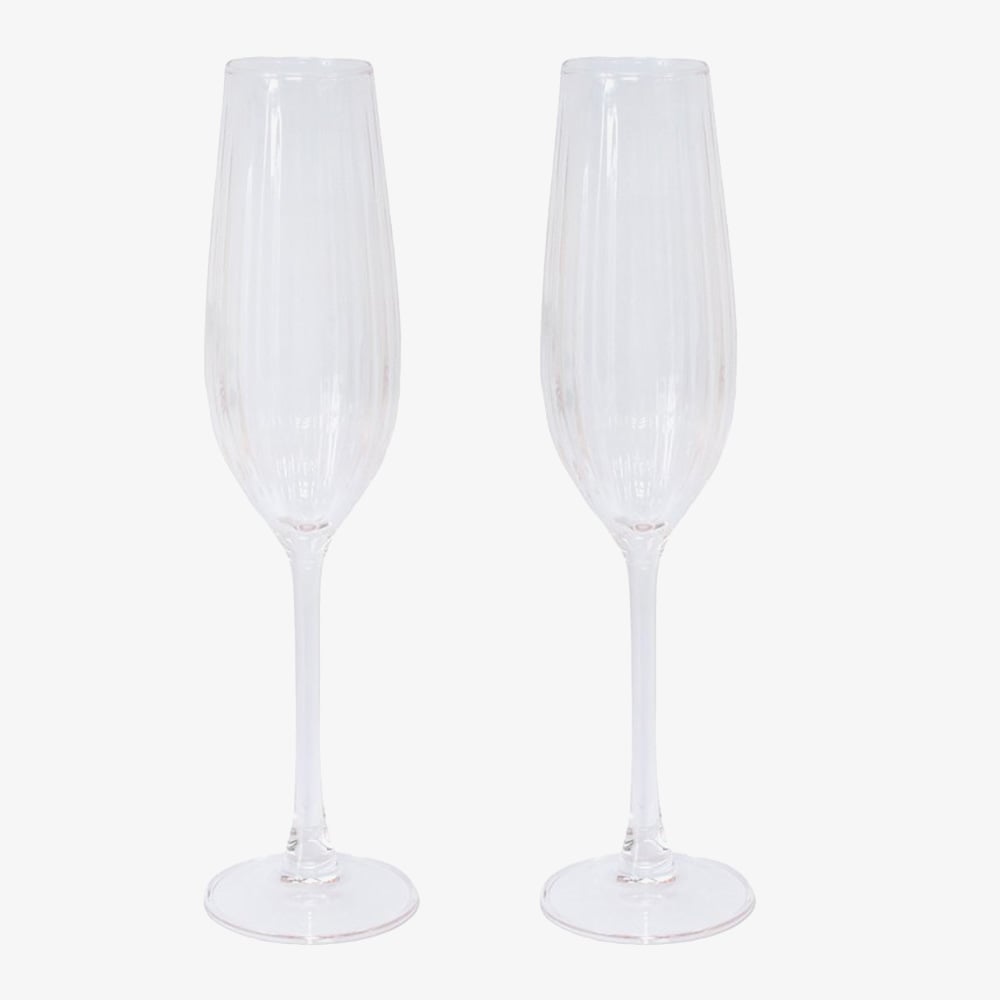 Set Of Two Flute Glasses Pink Glassware LP77858A