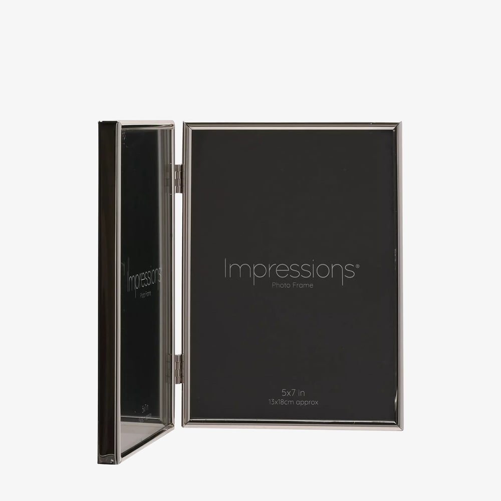 Impressions Silver Plated 5x7 Inch Double Photo Frame 8174
