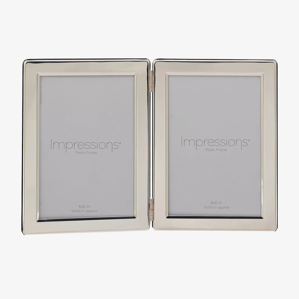 Impressions Silver Plated Double Hinged 4x6 Inch Photo Frame 3499