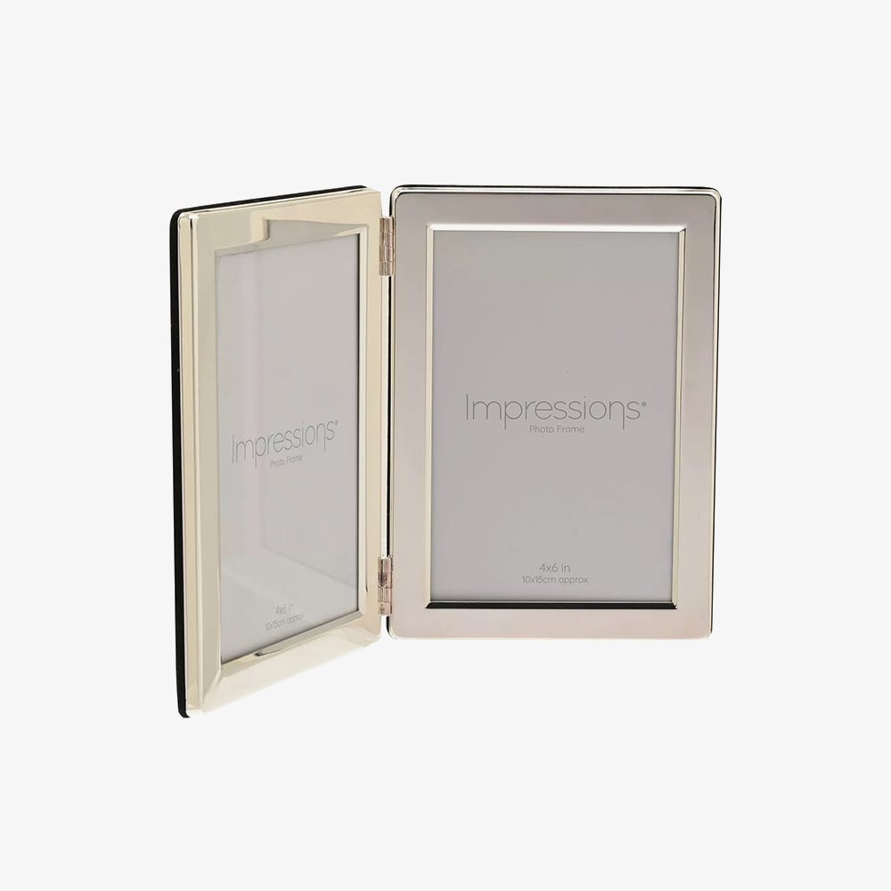 Impressions Silver Plated Double Hinged 4x6 Inch Photo Frame 3499