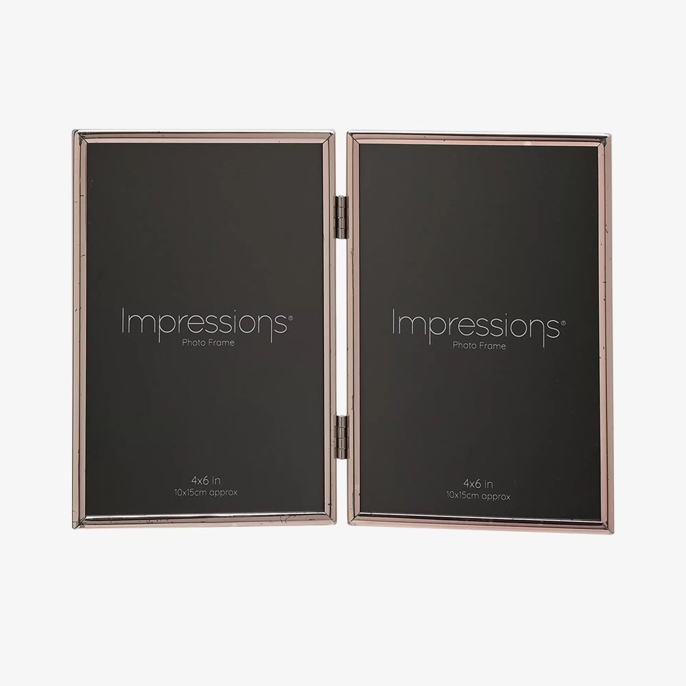 Impressions Silver Plated Double 4x6 Inch Photo Frame 8173
