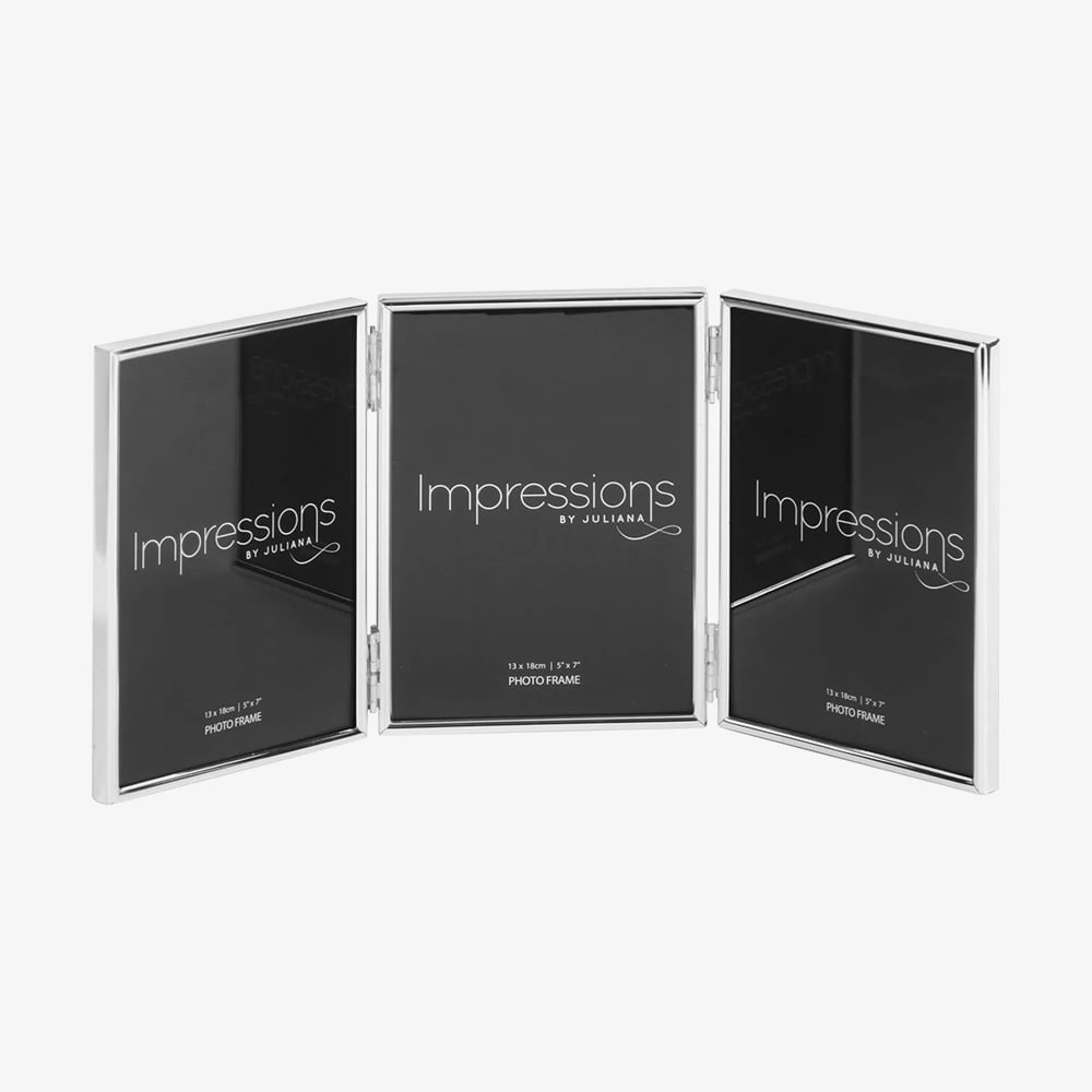Impressions Silver Plated Triple Folding 5x7 Inch Photo Frame FS59657T