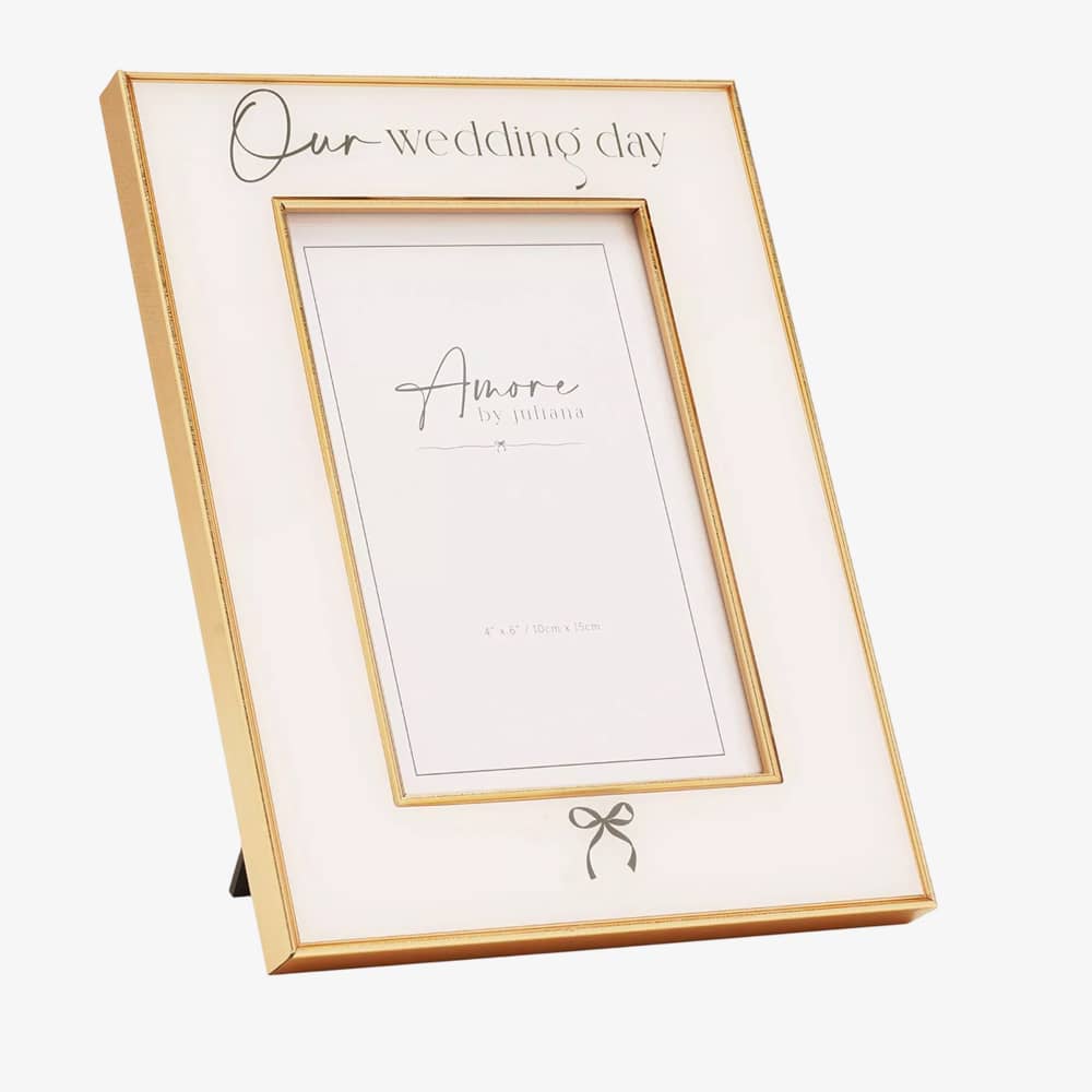 Amore Our Wedding Day Bow 4X6 Photo Frame AM348