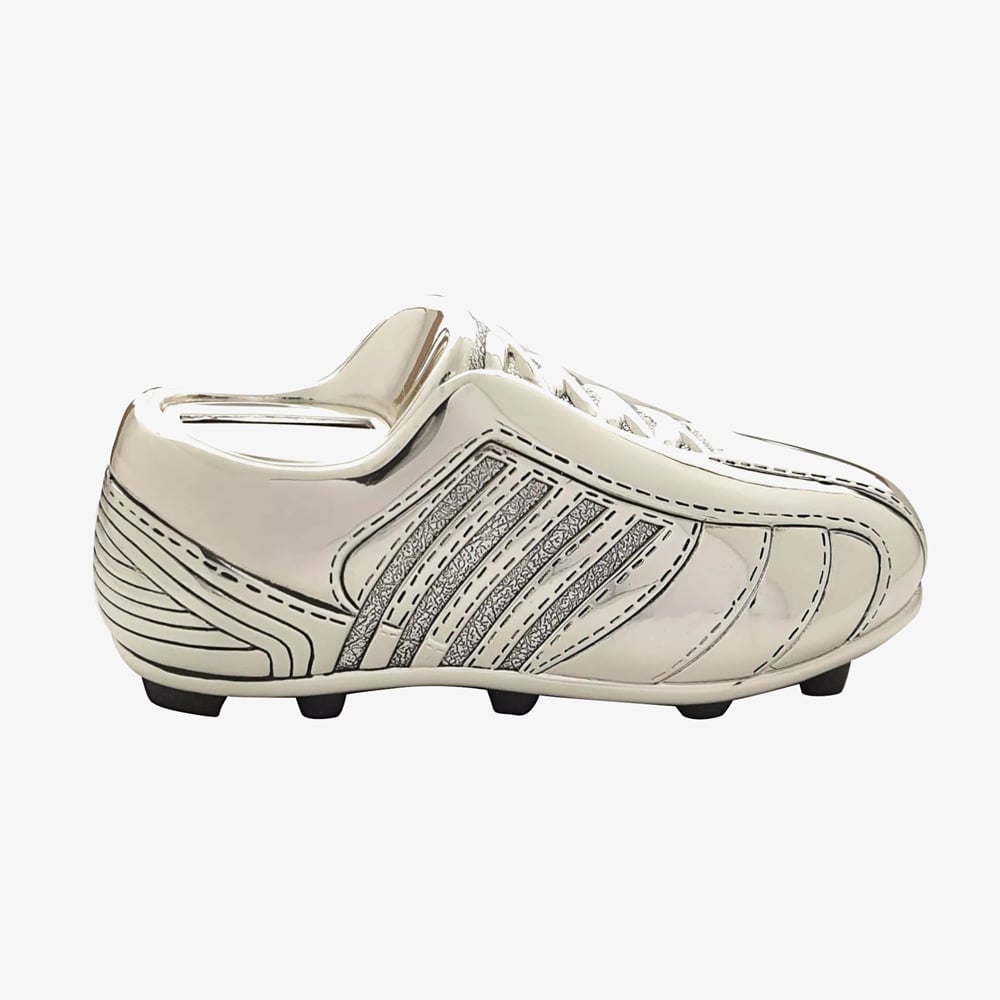 Bambino Silver Football Boot Money Box Gift CG238