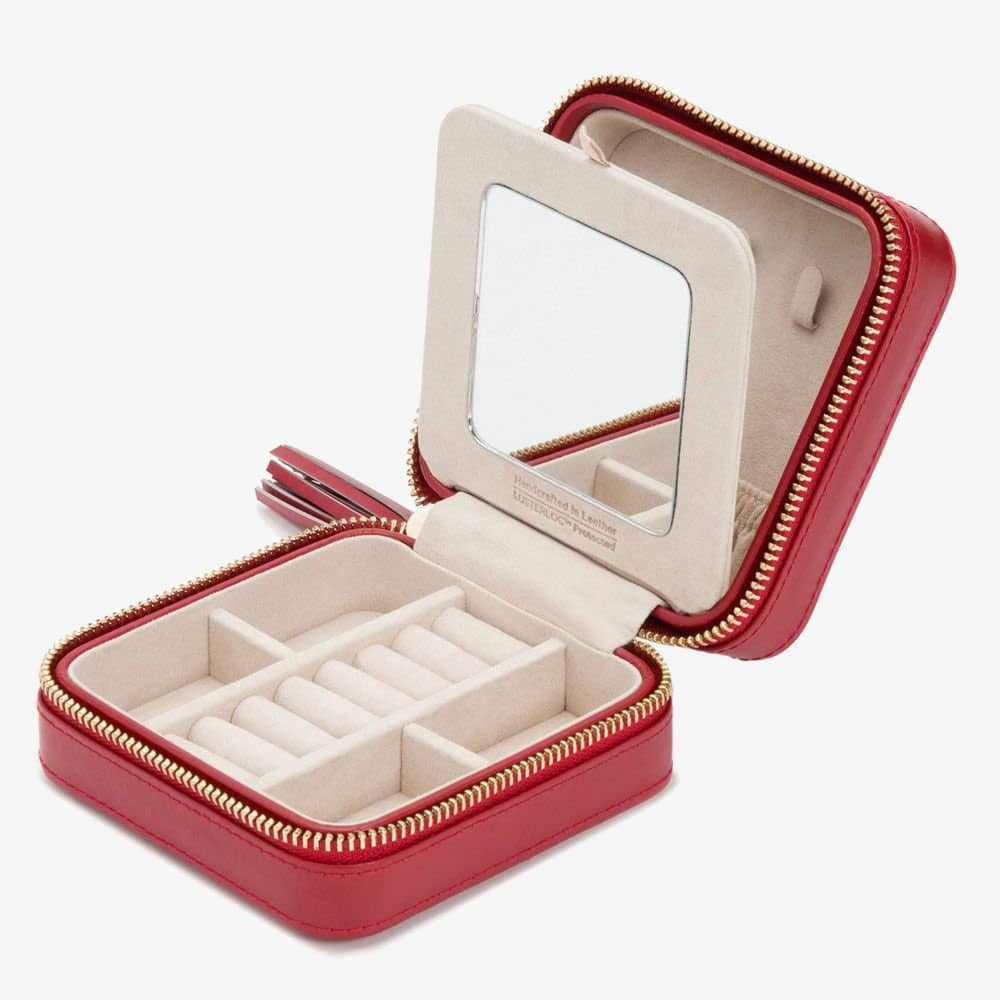 WOLF Caroline Zip Travel Case Red Jewellery Box 329972