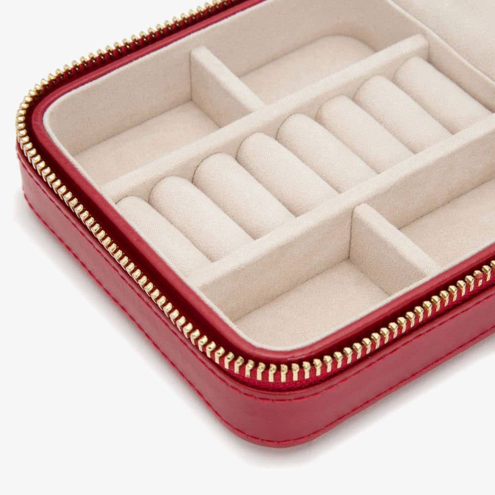 WOLF Caroline Zip Travel Case Red Jewellery Box 329972