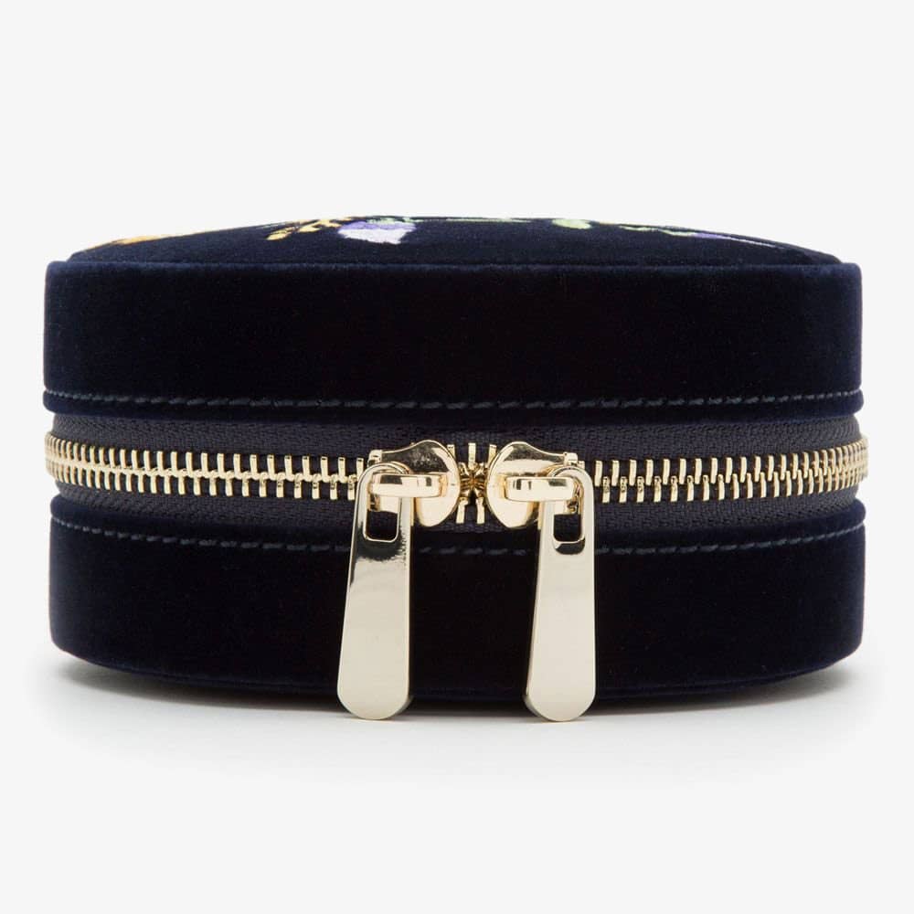 WOLF Zoe Travel Round Indigo Floral Jewellery Box 393216