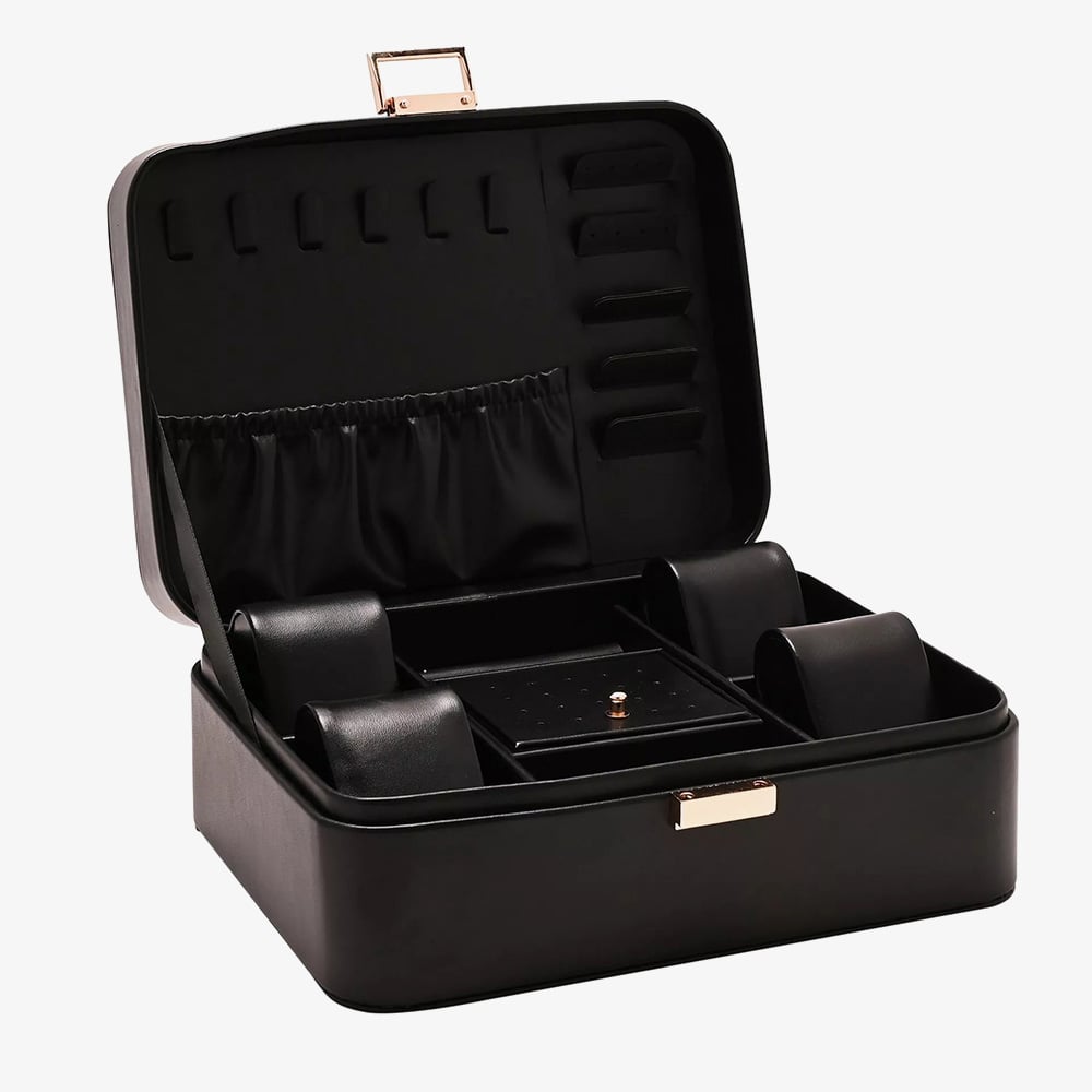 Sophia Black Oblong Leather Look Jewellery Box SP3345