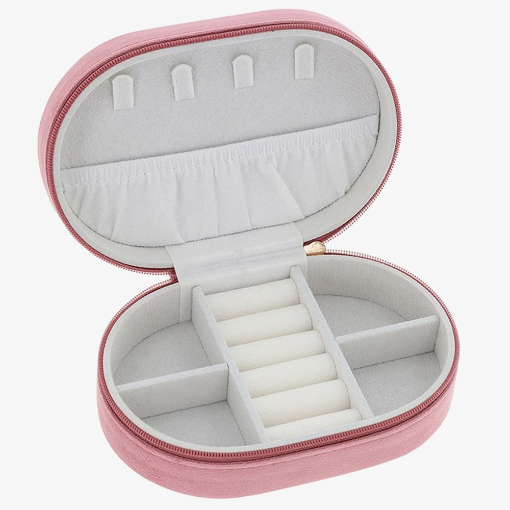 Pink Oval Velvet Jewellery Box 359985