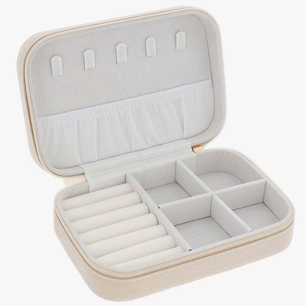Cream Oblong Velvet Jewellery Box 359980