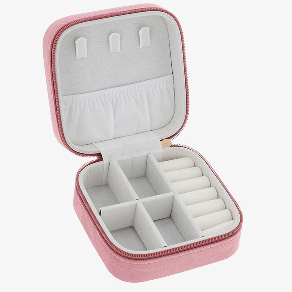 Pink Square Velvet Jewellery Box 359995
