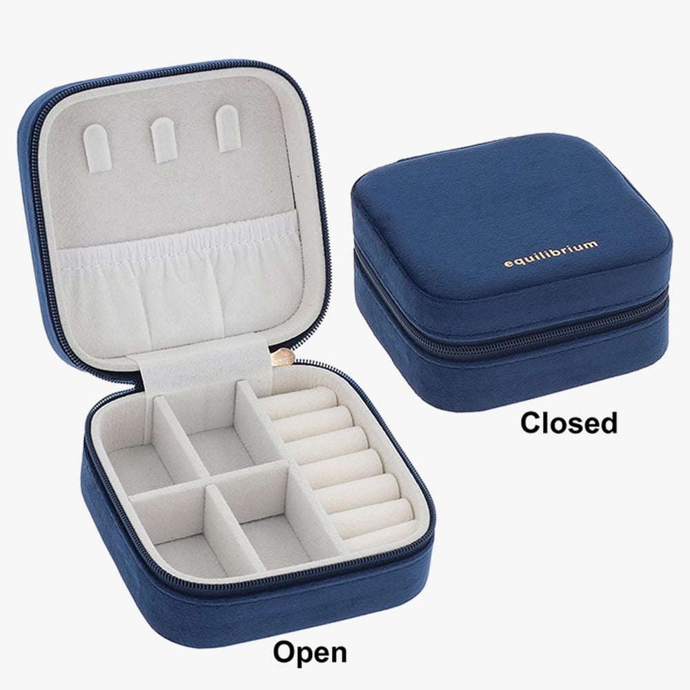 Navy Square Velvet Jewellery Box 359996