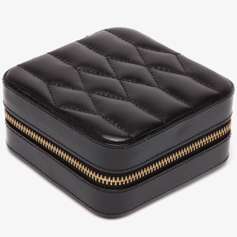 WOLF Caroline Black Zip Travel Jewellery Case 329971