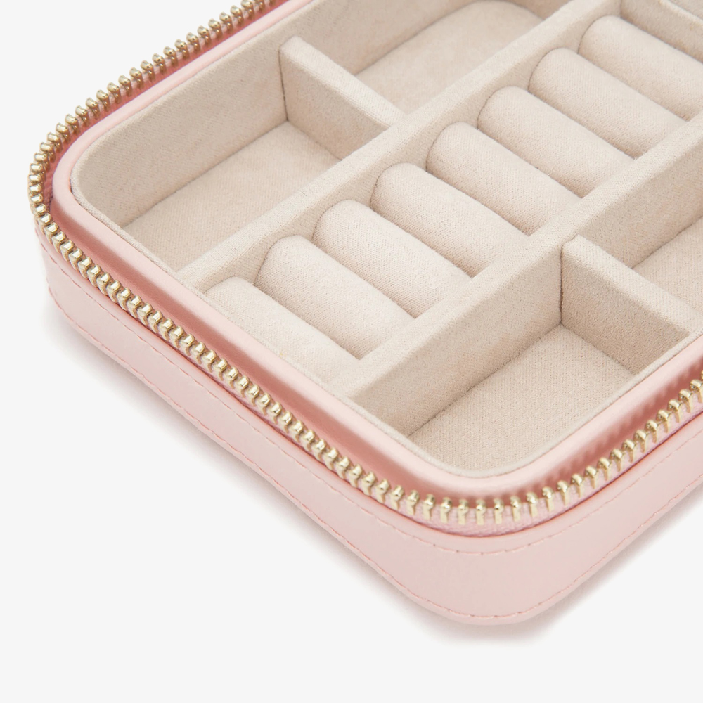WOLF Caroline Zip Rose Quartz Travel Jewellery Case 329915