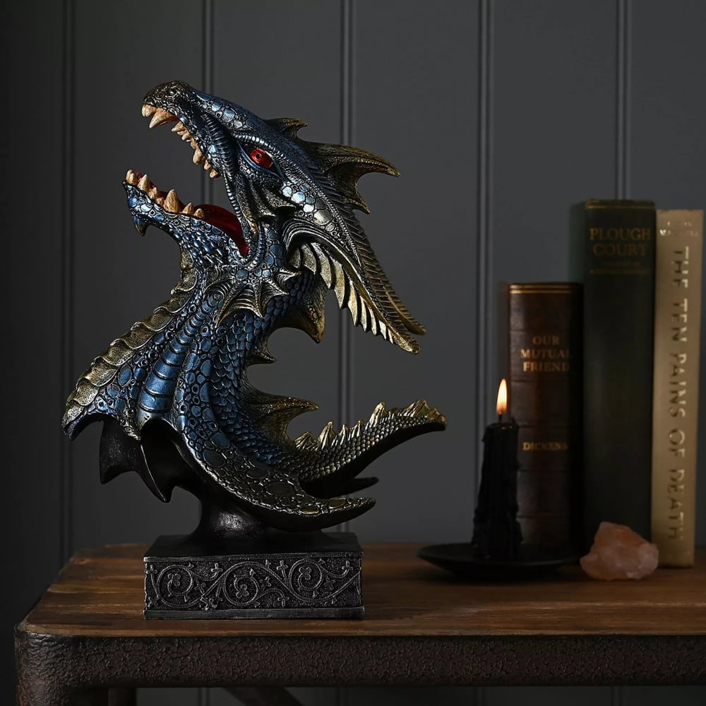 Mystic Legends Blue Dragons Head Bust Figurine 69556