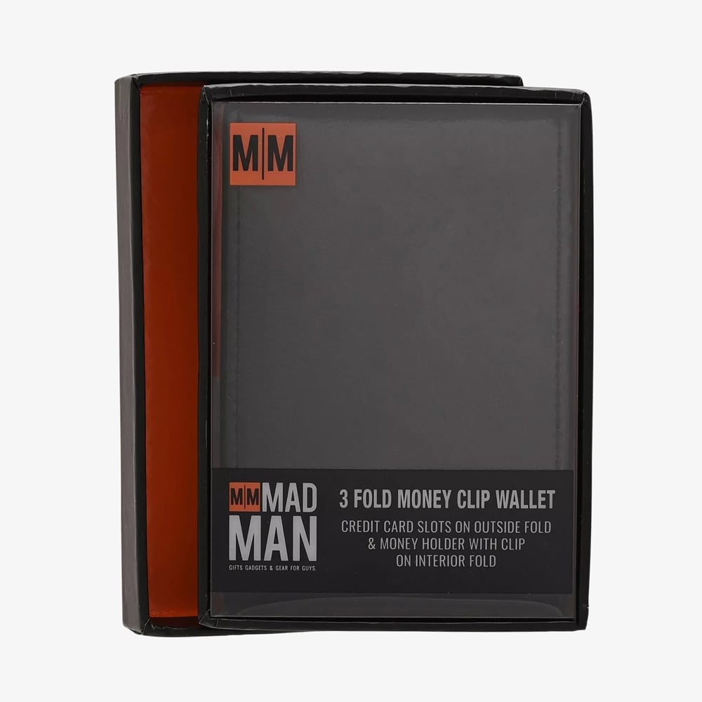 Mad Man Black 3 Fold Money Clip Wallet HM2369