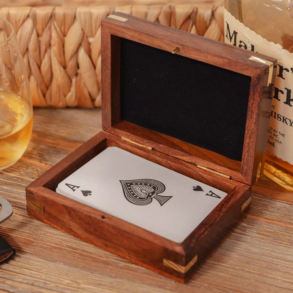 Harvey Makin Playing Cards In Wooden Box Gift HM1993