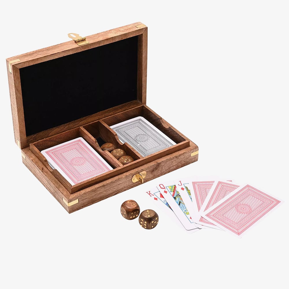 Harvey Makin Cards & Dice Wooden Games Set Gift HM1992