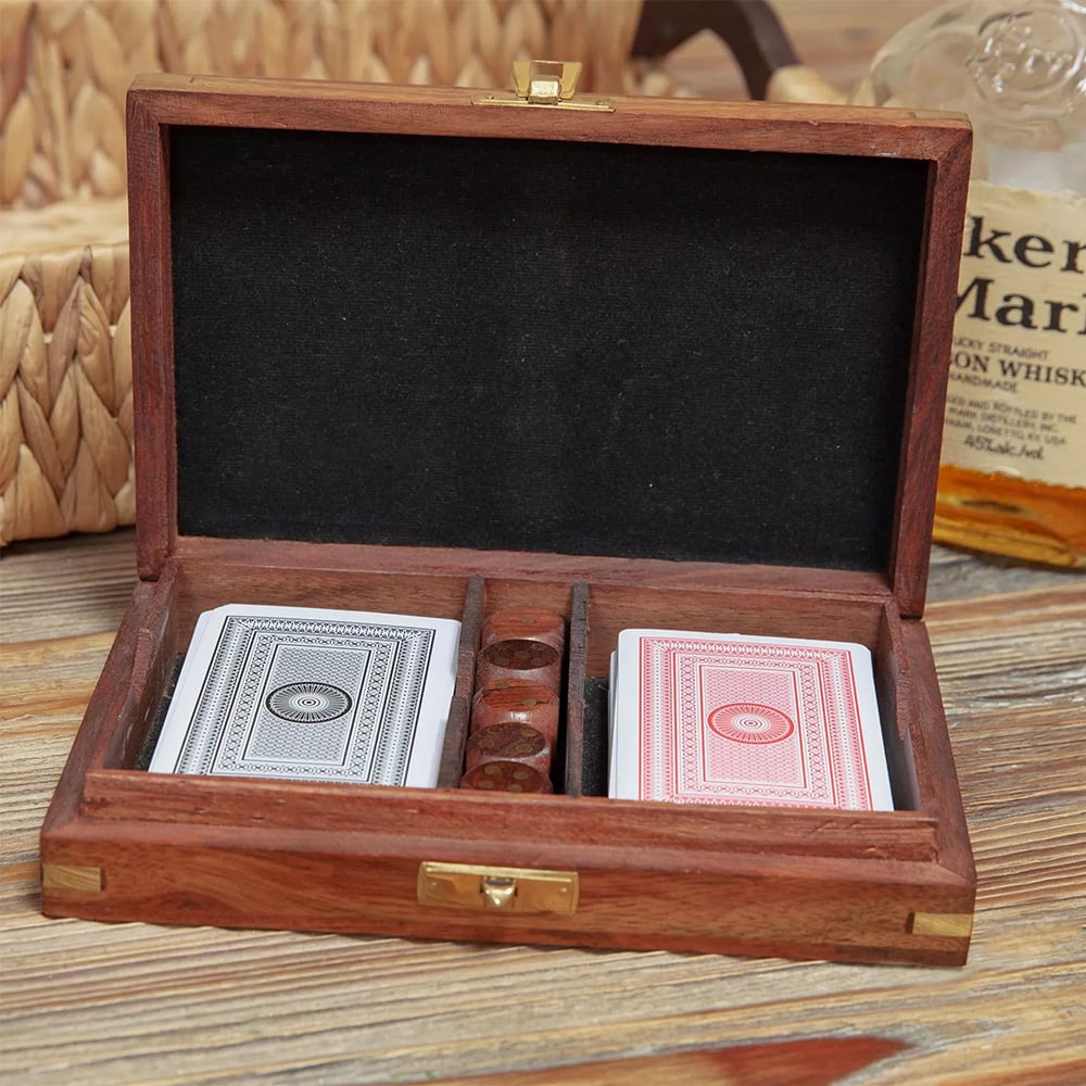 Harvey Makin Cards & Dice Wooden Games Set Gift HM1992
