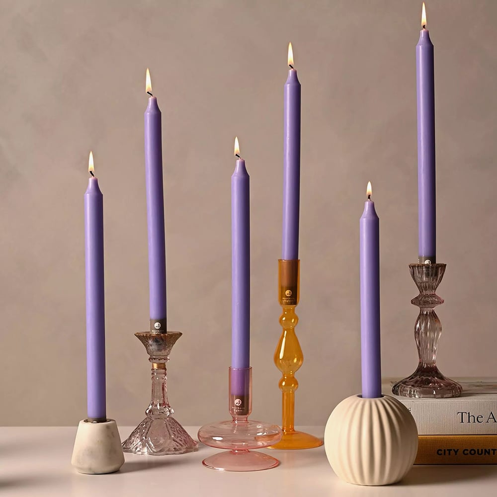 Northern Lights 12 Pack Lilac Taper Candles NL145