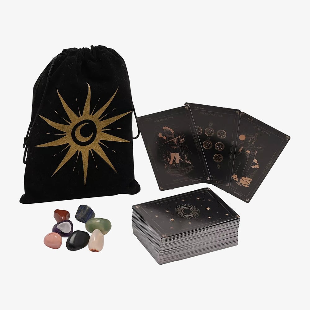 Tarot Cards And Crystals Velvet Pouch Set Gift HW685
