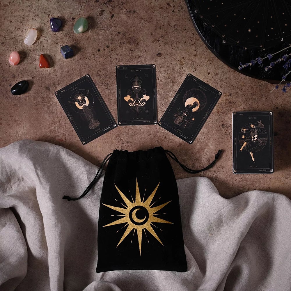 Tarot Cards And Crystals Velvet Pouch Set Gift HW685