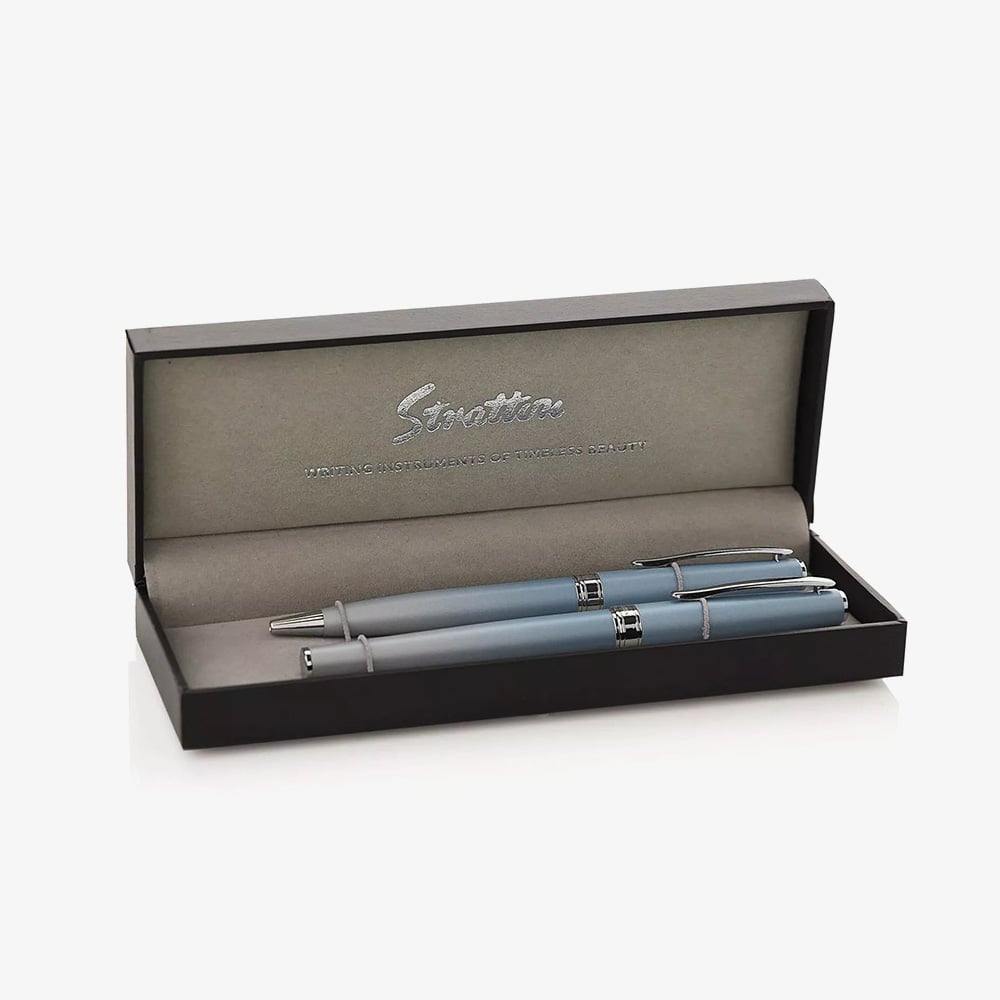 Stratton Blue Ballpoint &amp; Rollerball Pen Set ST2048