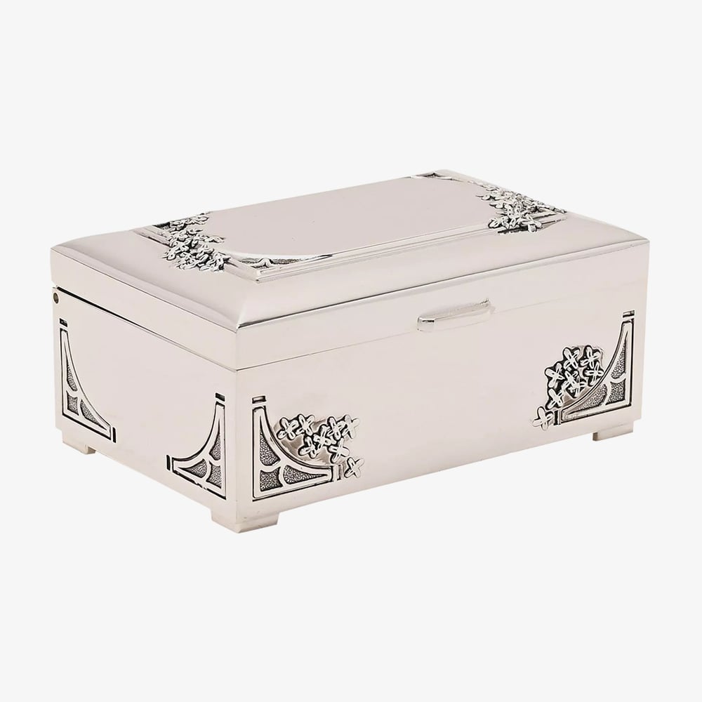 Sophia Oblong Flower Design Trinket Box JTB101