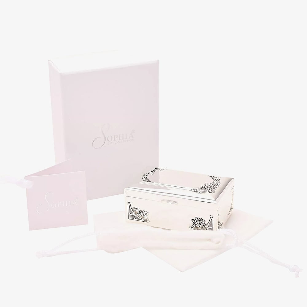 Sophia Oblong Flower Design Trinket Box JTB101