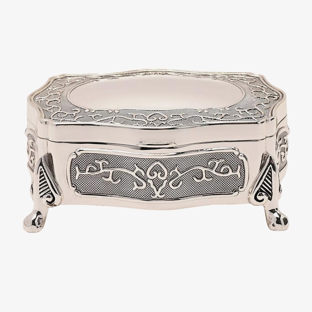 Sophia Silver Plated Oblong Patterned Wave Trinket Box JTB102