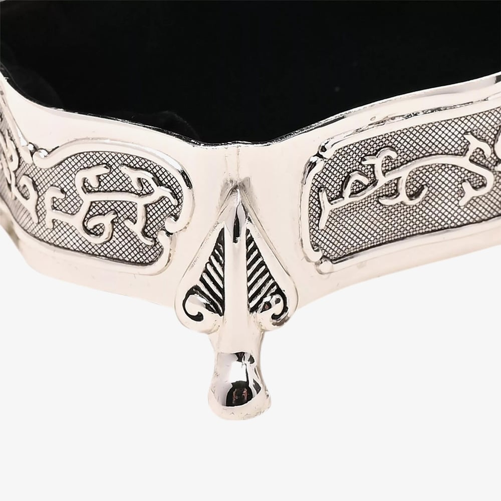 Sophia Silver Plated Oblong Patterned Wave Trinket Box JTB102