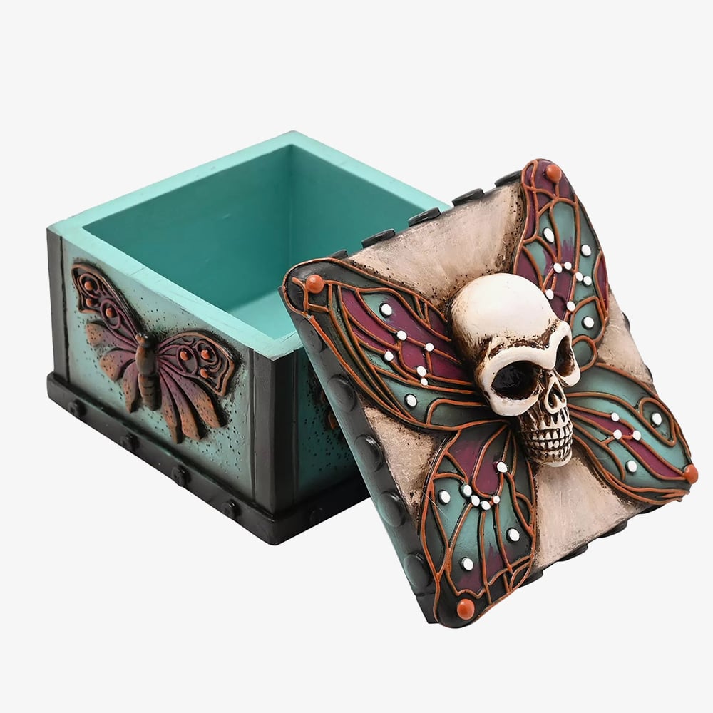 Mystic Legends Gothic Moth And Skull Trinket Box 69721