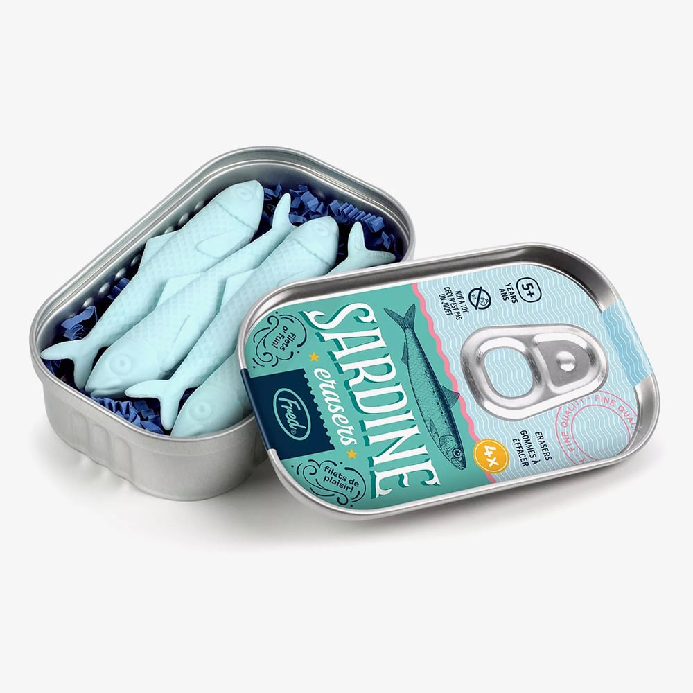 Fred 4 Piece Sardine Erasers Novelty Gift 5321943