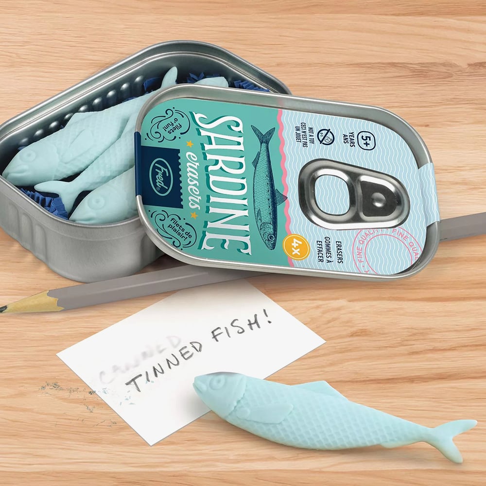 Fred 4 Piece Sardine Erasers Novelty Gift 5321943