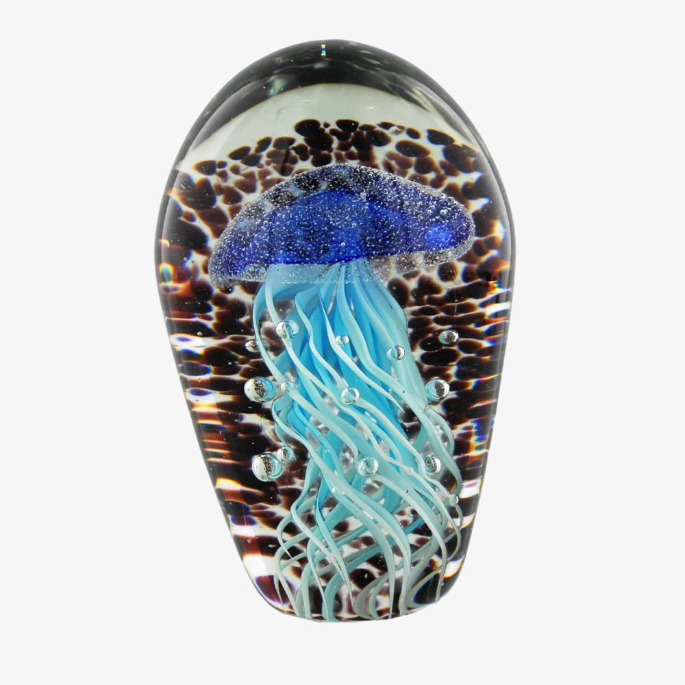 Glass Blue Jellyfish Paperweight 68931
