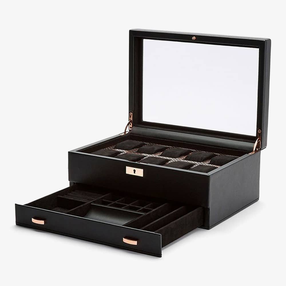 WOLF Axis Copper 10 Piece Watch Box With Drawer 488216