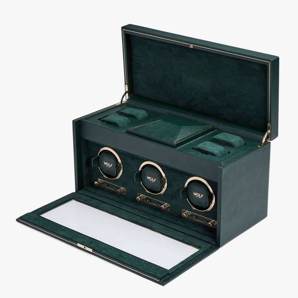 WOLF British Racing Green Triple Watch Winder 792341