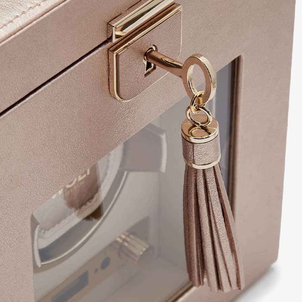 WOLF Palermo Rose Gold Single Winder With Jewellery Storage 213716