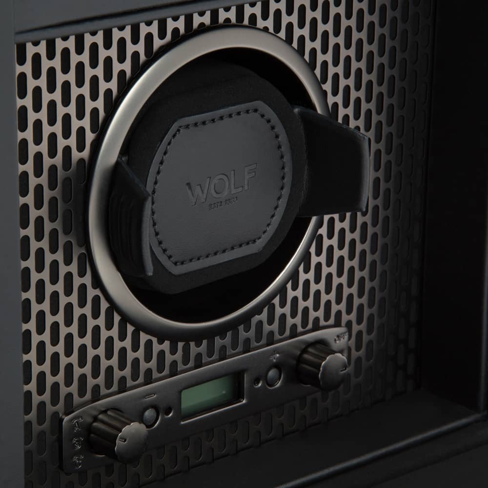 WOLF Axis Powder Coat Single Watch Winder With Storage 469203