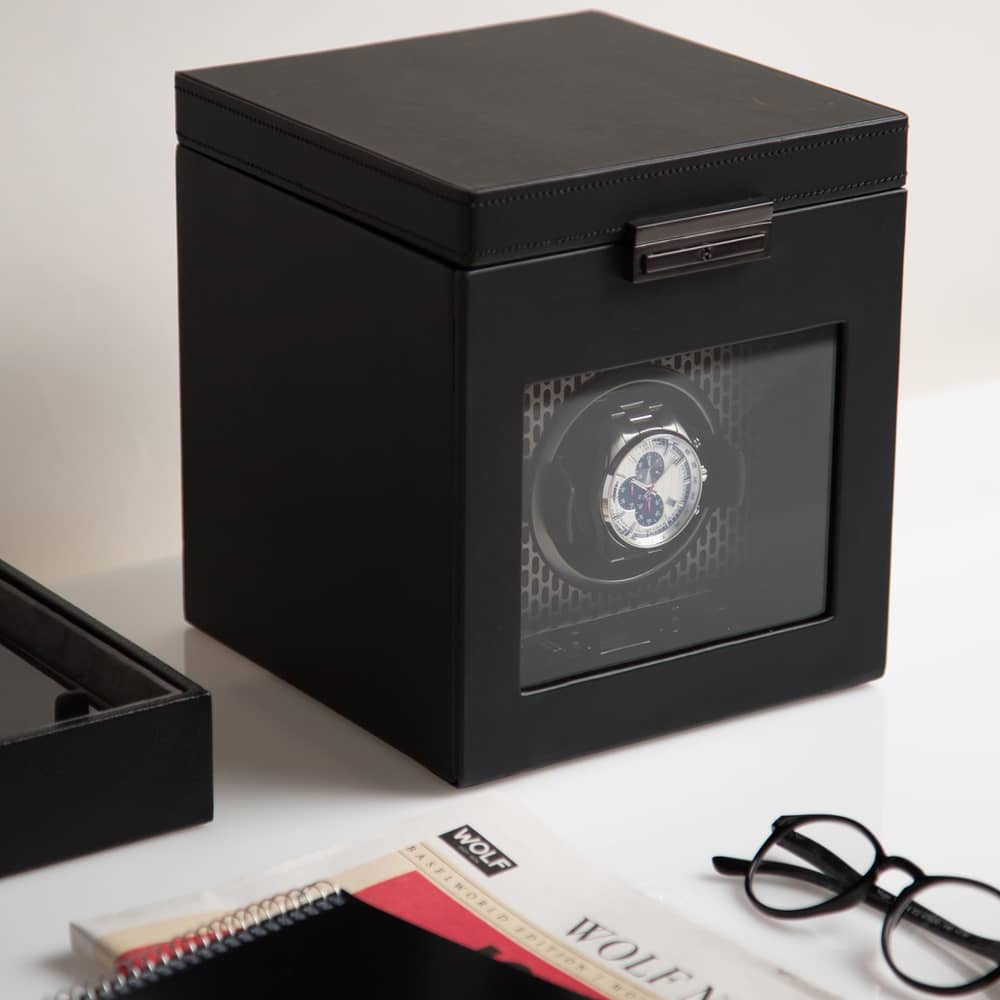 WOLF Axis Powder Coat Single Watch Winder With Storage 469203