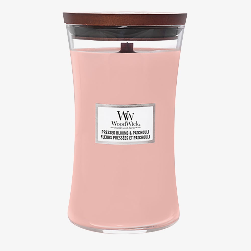 WoodWick Pressed Blooms &amp; Patchouli Large Hourglass Candle 1632431E
