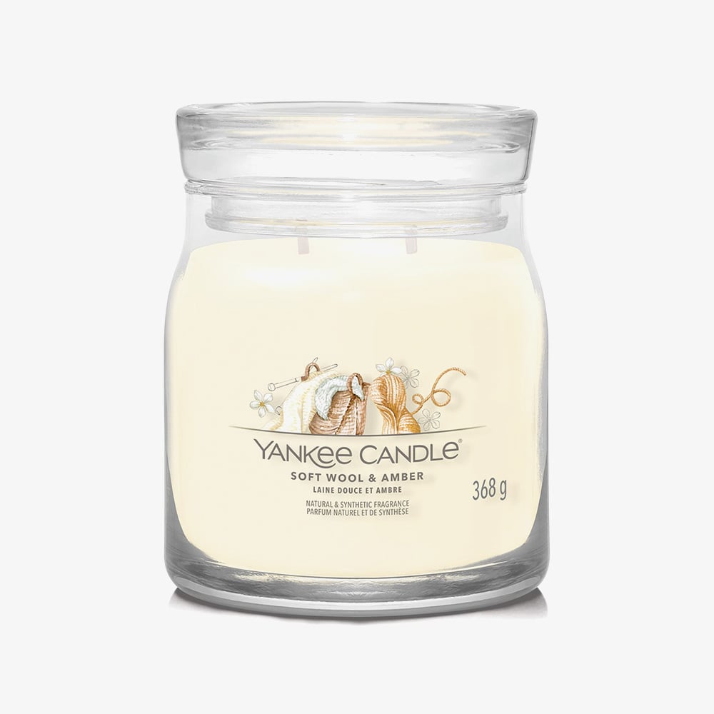 Yankee Candle Soft Wool &amp; Amber Signature Medium Jar Candle 1721078E