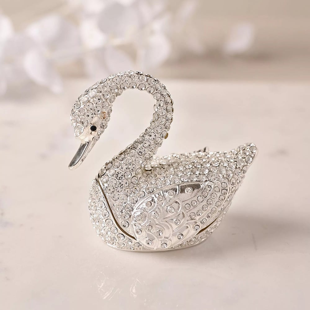 Treasured Trinkets Crystal Swan Trinket Box 15786