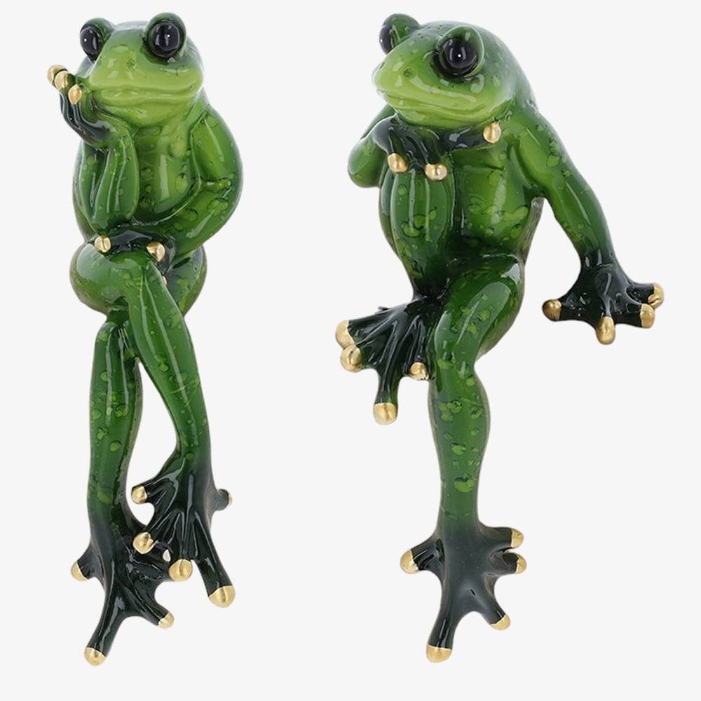 Tropical Sitting Frog Shelf Sitter Figurine - Hand On Chin 355305B