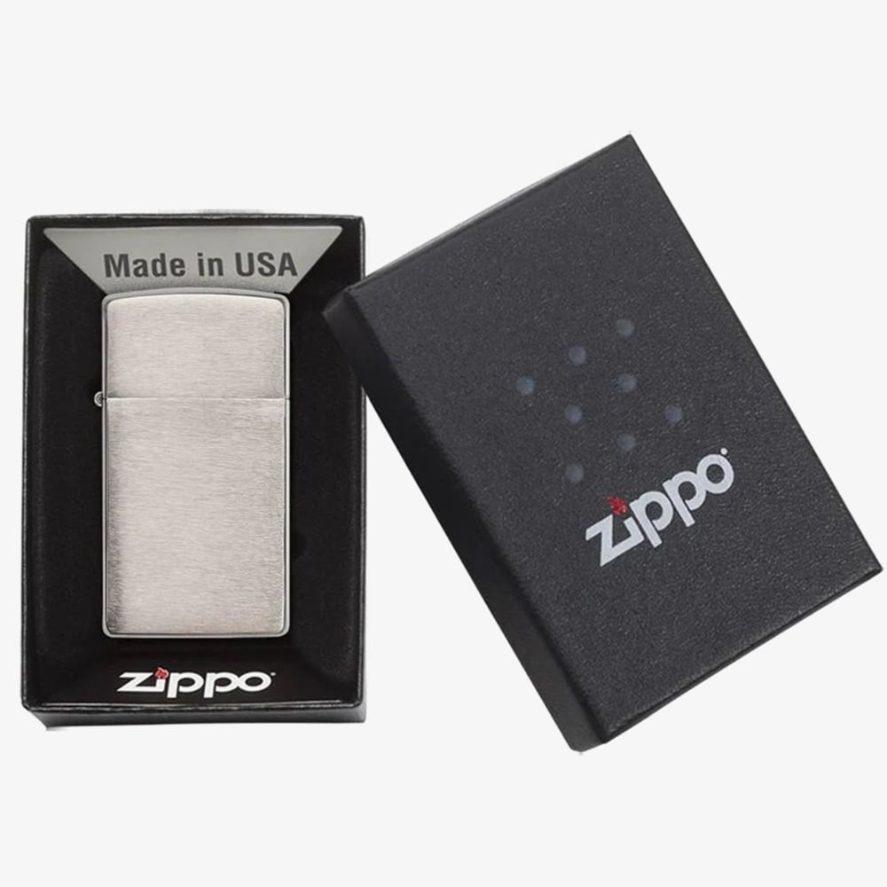 Zippo Slim Brushed Chrome Lighter 1600-000408