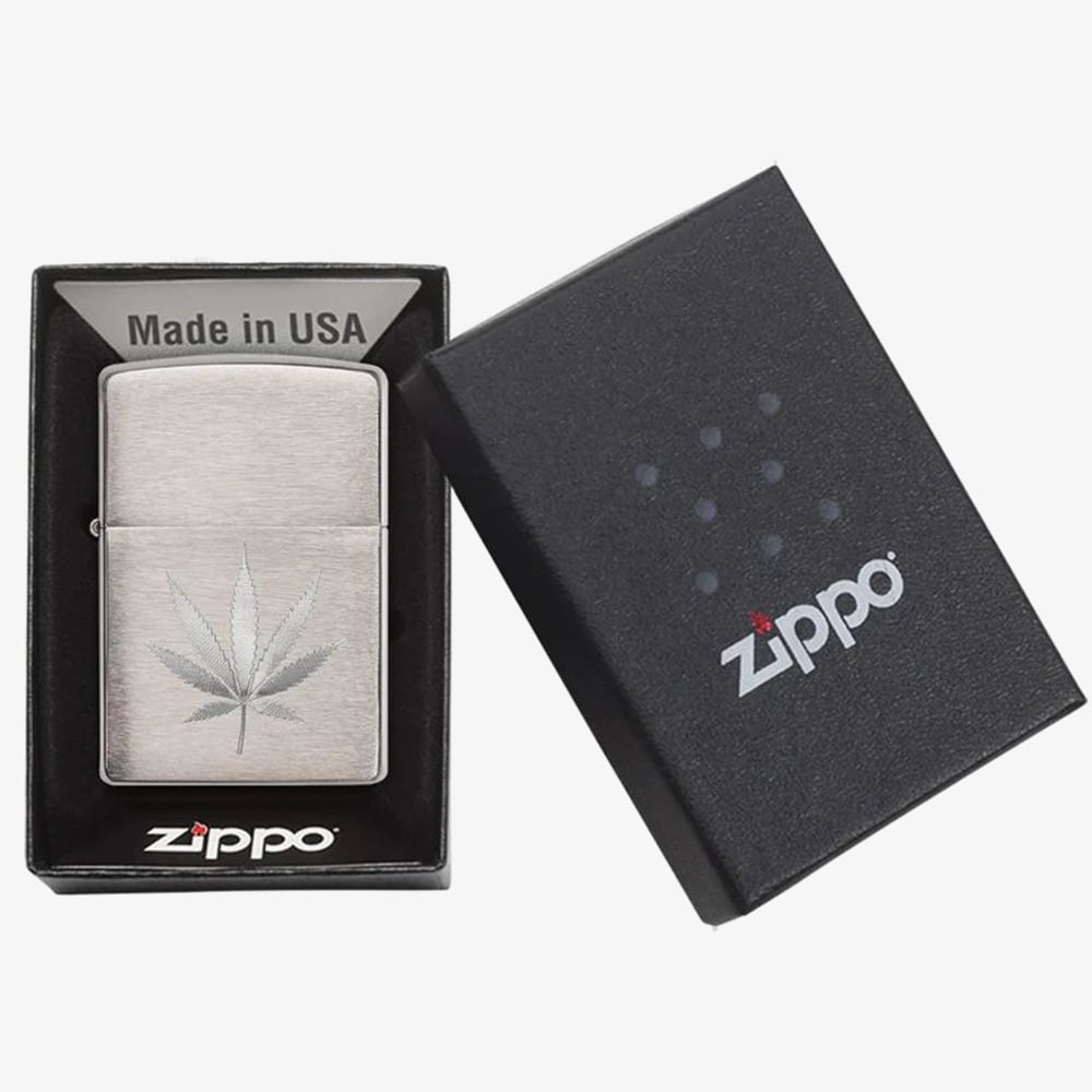 Zippo Leaf Design Brushed Chrome Lighter 29587-000002