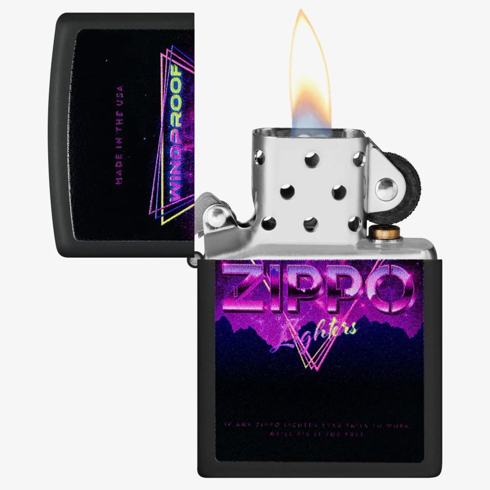 Zippo Matte Black Neon Design Lighter 46247