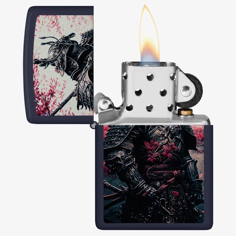 Zippo Matte Navy Samurai Warrior Design Lighter 46624