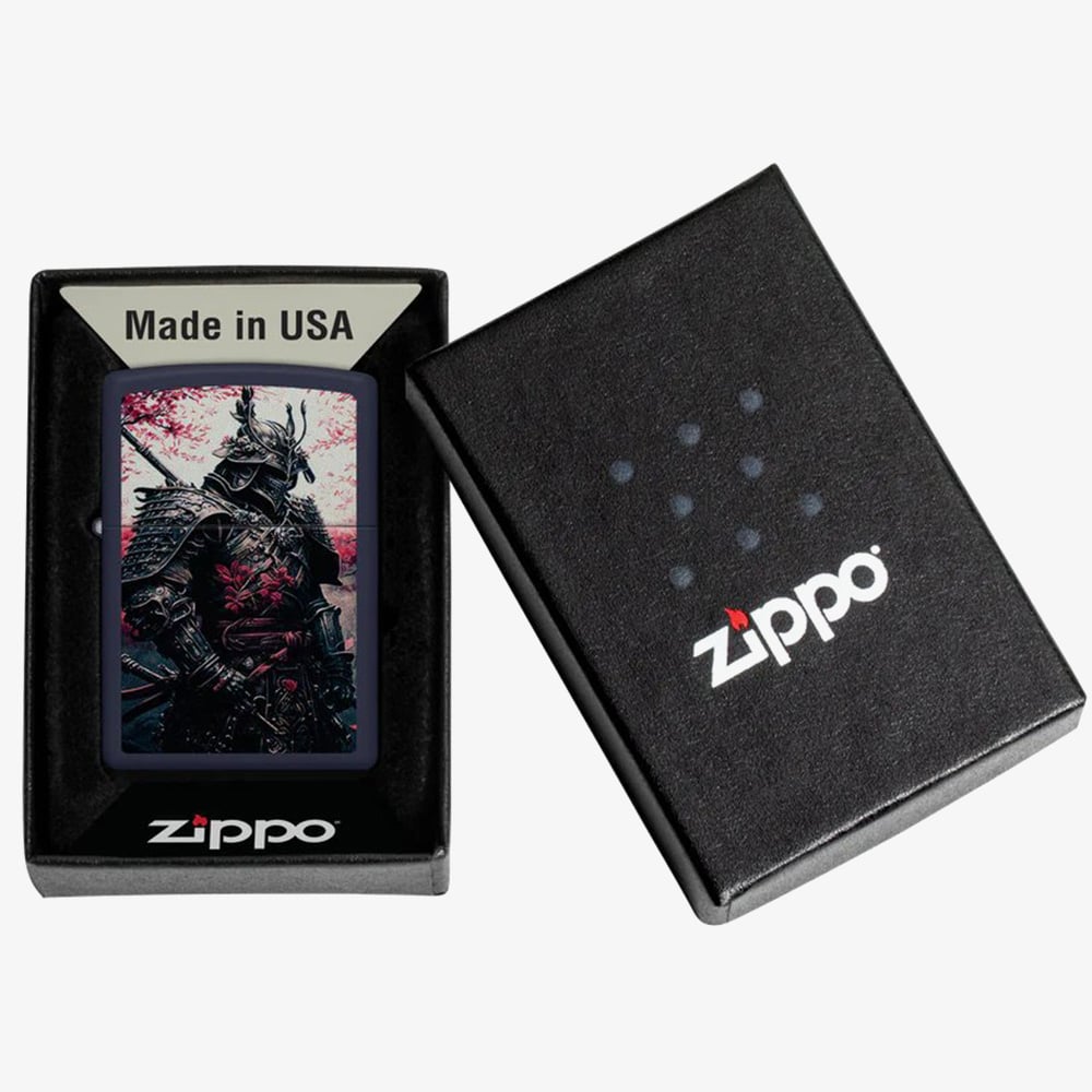 Zippo Matte Navy Samurai Warrior Design Lighter 46624