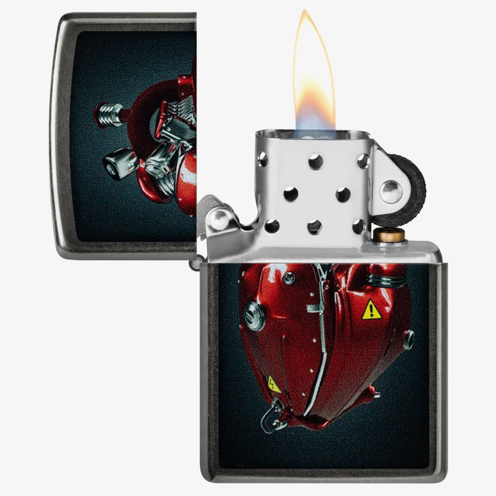 Zippo Grey Heart Engine Design Lighter 46656
